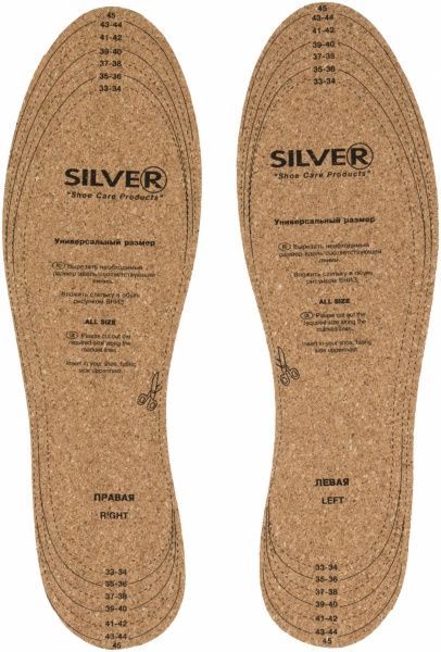 Устілки для взуття коркове дерево Silver 36-46