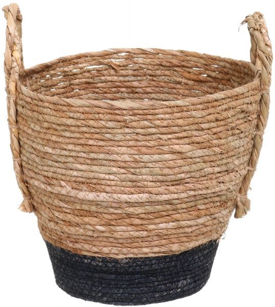 Корзинка с ручками маленький 26х23 см бежево-черный