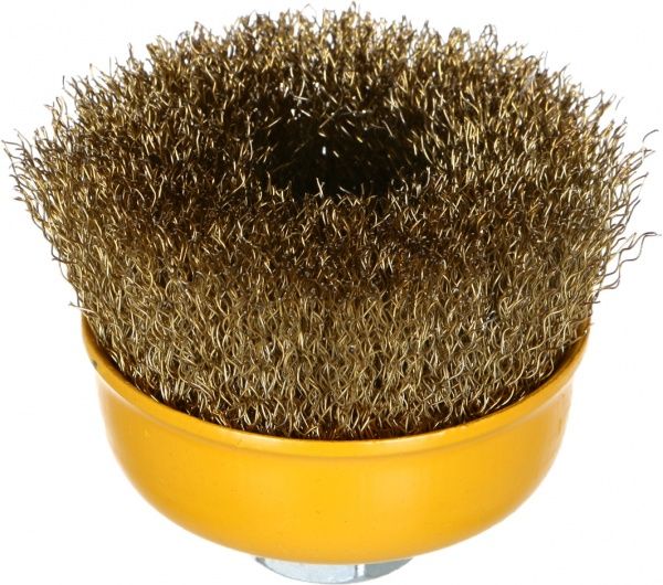 Щетка Чашка 75мм М14, гофрированная латунированная проволока 0.3мм Tolsen 77501