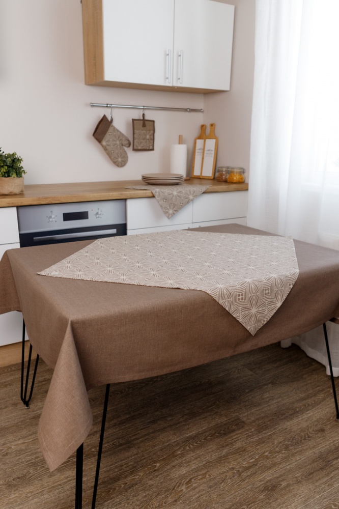 Скатерть Корица Коричневая 133x180 см Прованс