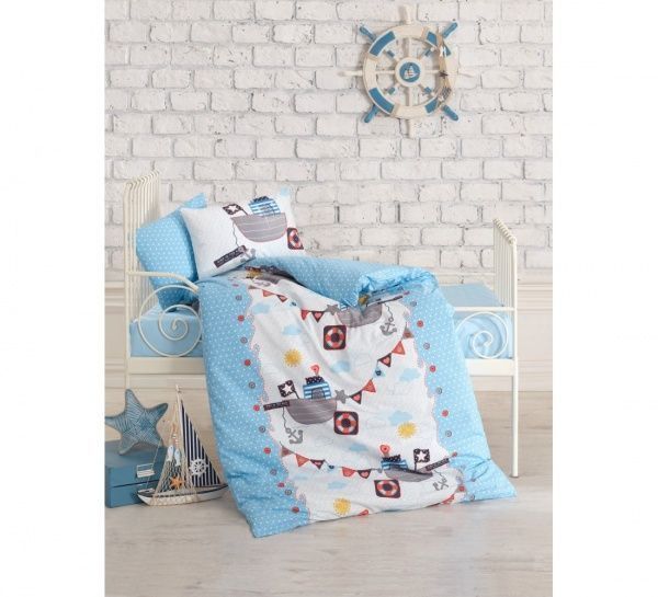 Комплект постільної білизни Cotton box світло-блакитний Gemici Mavi 