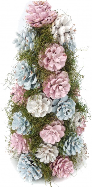 Штучна ялинказ шишками 20 см C3201202C рожевий/синій 