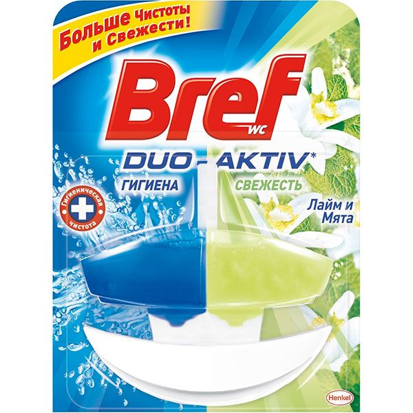 Гигиенический блок для унитаза Bref Duo-Aktiv Лайм и Мята 50 мл