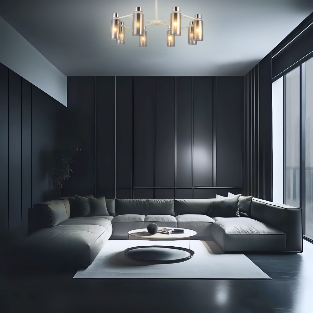 Люстра Miorro Leone метал/скло 8x40 Вт E14 нікель 51-311-081