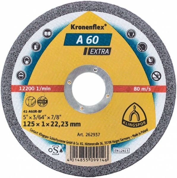 Круг отрезной по металлу Klingspor A24 Extra  125x1,0x22,2 мм 10325