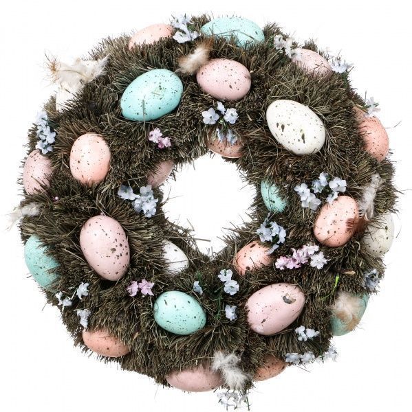 Венок пасхальный с яйцами пастель