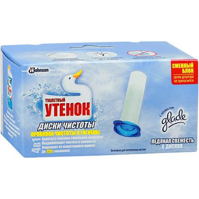 Средство для чистки унитаза Туалетный Утенок Ледяная Свежесть диски чистоты запаска