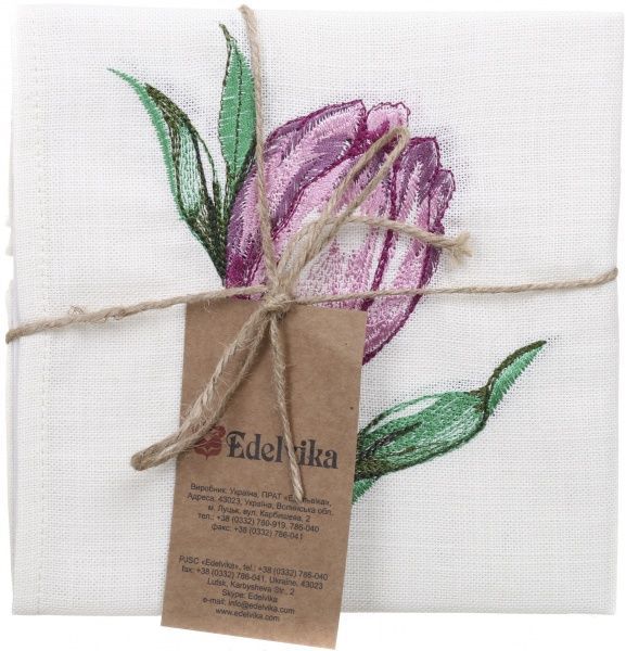 Комплект серветок Едельвіка «Тюльпани рожеві» 61-19/00 32x32 см лляний 