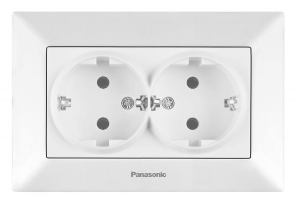 Розетка двойная с заземлением Panasonic Arkedia Slim белый 480200222