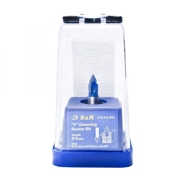 Фреза пазовая V-образная S&R 9,52х9,52 мм 90° хвостовик 8 мм 216910952