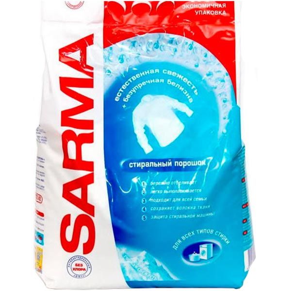 Стиральный порошок для машинной и ручной стирки SARMA Горная свежесть 2,4 кг