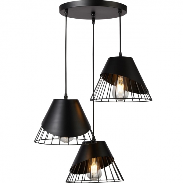 Світильник підвісний Hopfen Loft Kunst 3x40 Вт Е27 чорний 