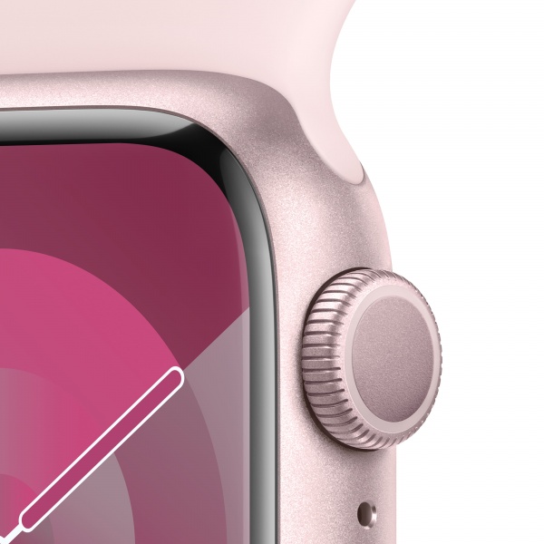 Смарт-годинник Apple Watch Series 9 GPS 41mm Pink Aluminium Case with Pink Sport Band - M/L (MR943QP/A)