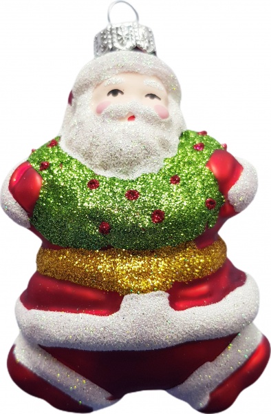 Елочная игрушка Юріта Санта с венком красный 10,2 см 1010M