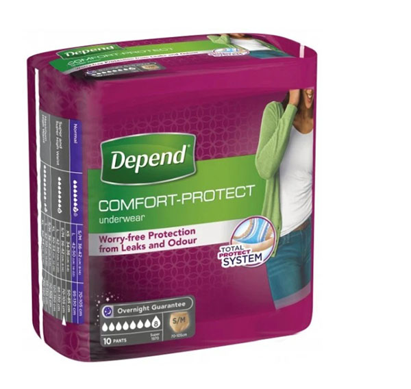 Трусы урологические для женщин Depend размер S/M (70-105 см) 10 шт.