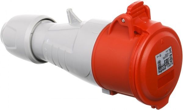 Розетка наружной установки с заземлением Legrand 32A 3К+З 415В IP44 серый с красным 555218