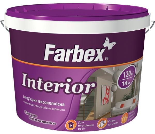 Фарба акрилова Farbex Interior база С мат база під тонування 1,2кг