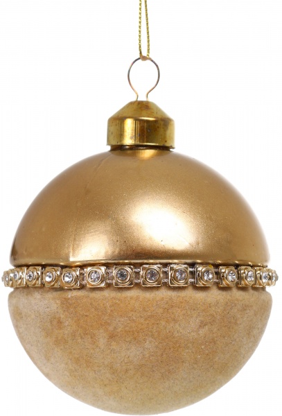 Елочная игрушка в форме шара с бусинами 8 см 