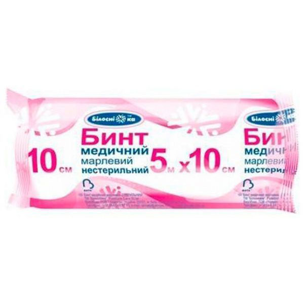 Бинт медицинский Білосніжка марлевый нестирильный 10x500 см 1 шт.