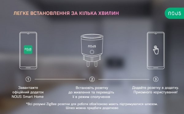 Розумна розетка Nous A1Z Smart ZigBee Socket (A1Z-pack4) білий 