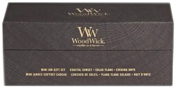 Набір свічок Woodwick міні Fireside Stone Washed Suede White Teak 3х85 г 