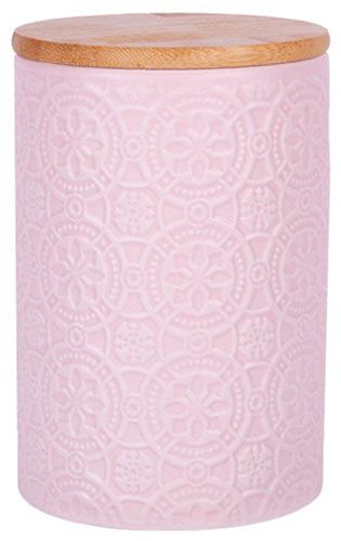 Банка для сипучих з бамбуковою кришкою рожева Lefard