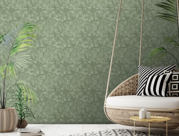 Шпалери вінілові гарячого тиснення Decoprint leaf green EP1033 0,53x10,05 м 