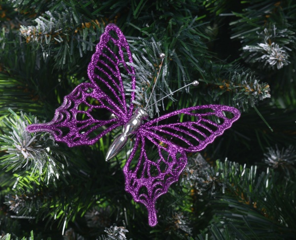 Украшение новогоднее Бабочка мини 11х9,5 фиолетовый