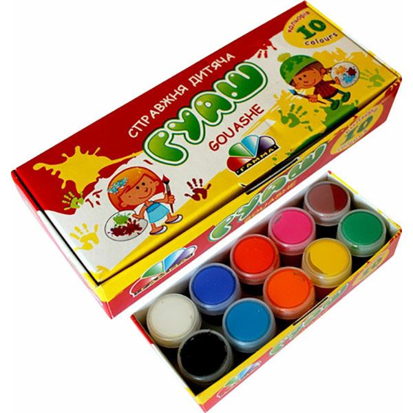 Краски гуашевые 10 кольорів 200 мл 321036 Гамма UA