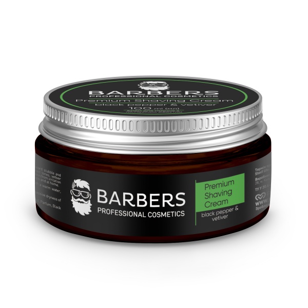 Крем для гоління Barbers з тонізуючим ефектом Black Pepper-Vetiver 100 мл