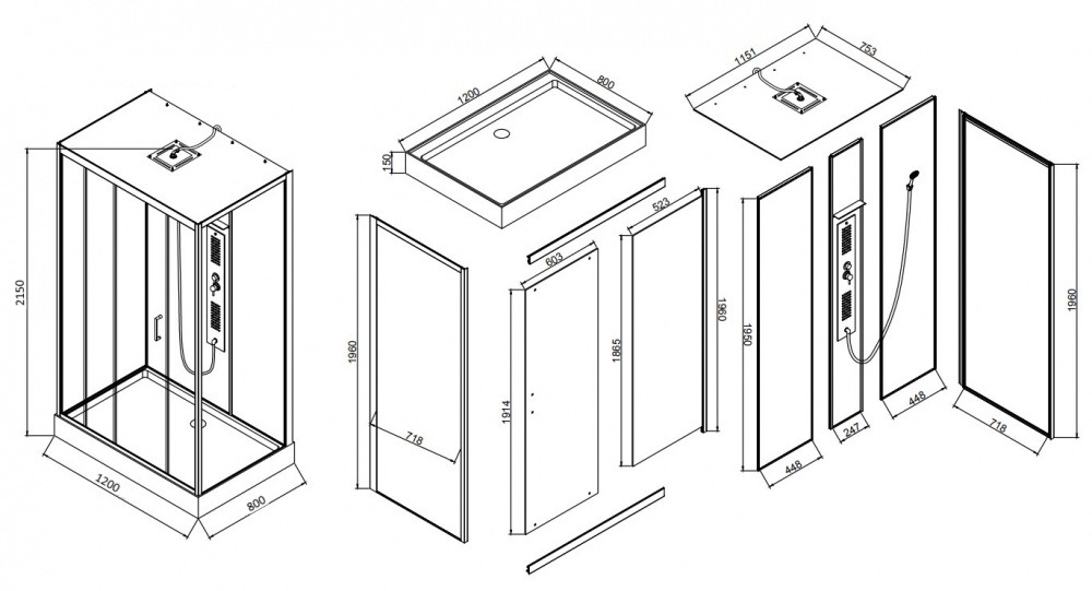 Душевой бокс EGO EGOIST 1200х800х2150 мм CA9065