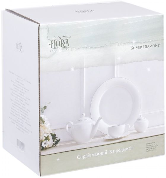 Сервиз чайный Silver Diamond на 6 персон 15 предметов Fiora