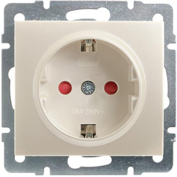 Розетка із заземленням Lezard Rain 16 А 250 В зі шторками перлинно-білий 703-3088-124B