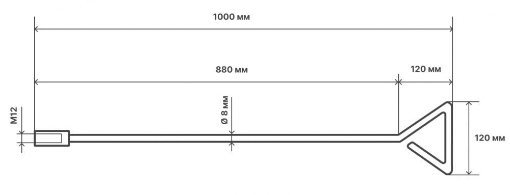 Ручка стальная Savent для чистки теплообменника 1 м