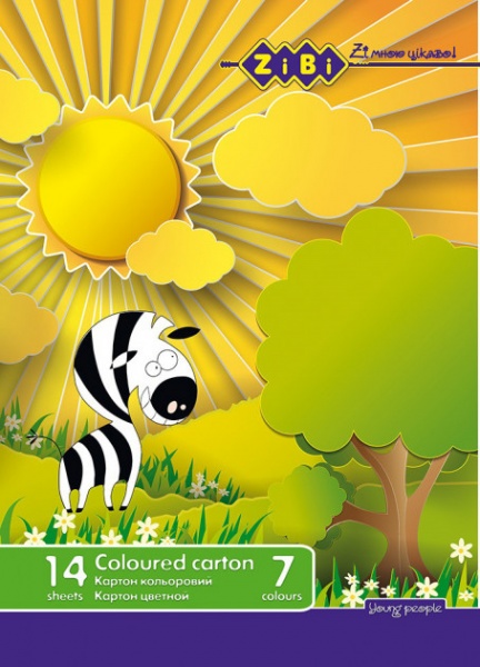 Картон цветной А4 7 цветов ZB.1951 ZiBi