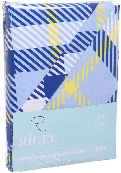Комплект постельного белья Клетка 2 евро голубой Rigel 