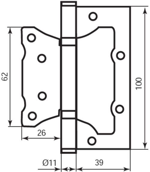 Петля євро RDA 49124 100x39x2.5 мм білий універсальна 2 шт