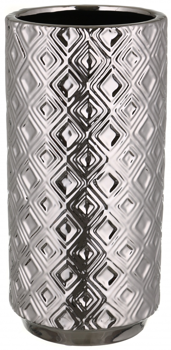 Ваза керамічна Pinsung Ceramics Diamond 28 см срібна блискуча PS31641 — фото 1