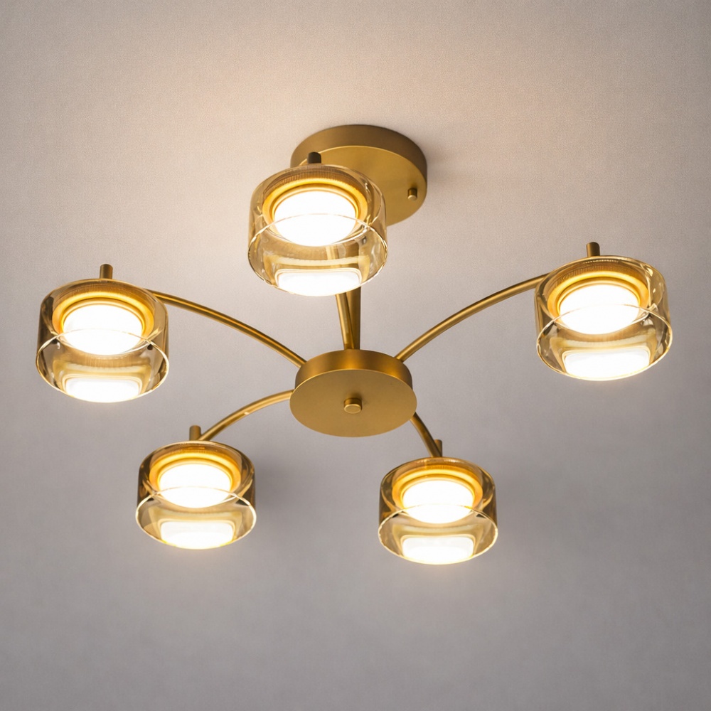Люстра потолочная LIGHT SET DUSHA MS241 5x12 Вт GX53 золото/янтарь