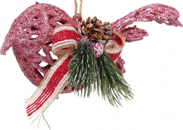 Декоративна підвіска Пташка з декором 15 см HFF206P рожевий