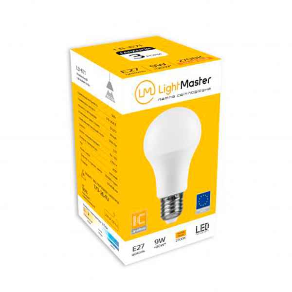 Лампа светодиодная LightMaster Lb-671 9 Вт A60 матовая E27 220 В 2700 К