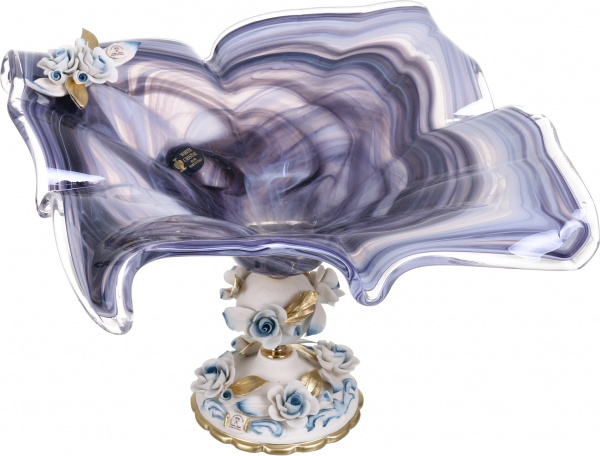 Фруктовниця синя GIGLIO ALABASTRO BLACK 46X38X25 White cristal