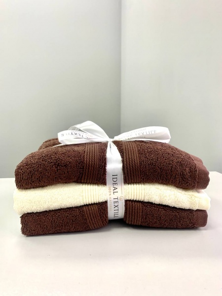 Набор полотенец махровых 50x90 см коричнево-бежевый Ideal 