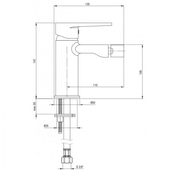 Смеситель для биде Deante TUBO BUT_030M хром