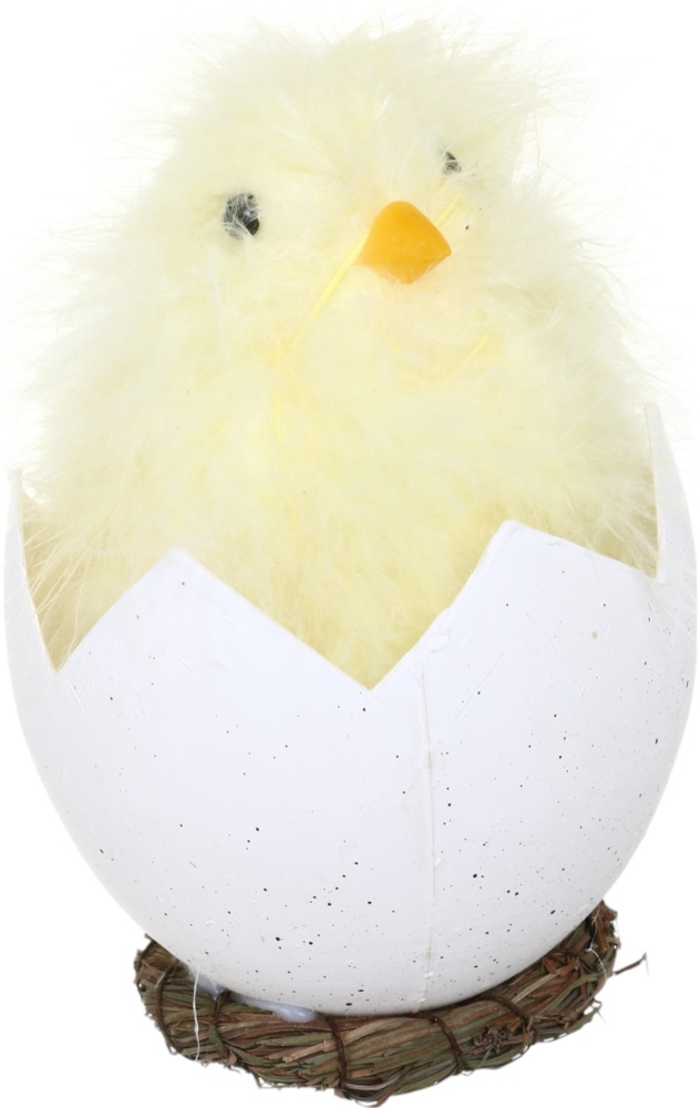 Декорация пасхальная Цыпленок в скорлупке желтый дизайн в ассортименте