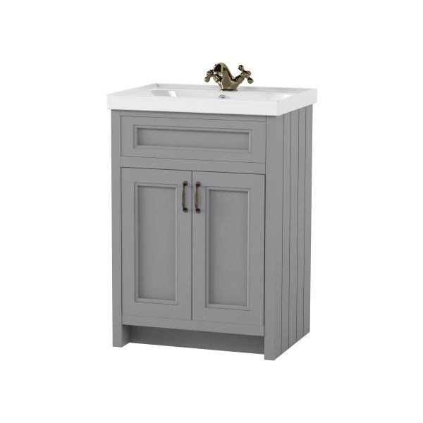 Тумба напольная Aqua Rodos WATERFORD с умывальником FRAME 60 см серый мат