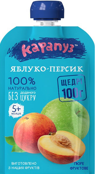 Пюре Карапуз Яблуко-персик пауч 100 г 