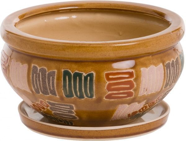 Горщик керамічний з піддоном круглий 9,4л коричневий (2219ср) 