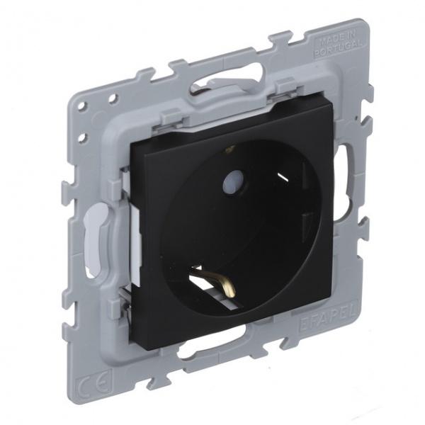 Розетка с заземлением Efapel Latina IP20 черный матовый 4712912 SPM