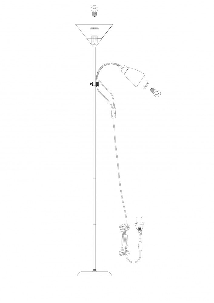 Торшер Sensio Monte-Carlo 60 Вт E27 черный с белым ALPL-TN028BL